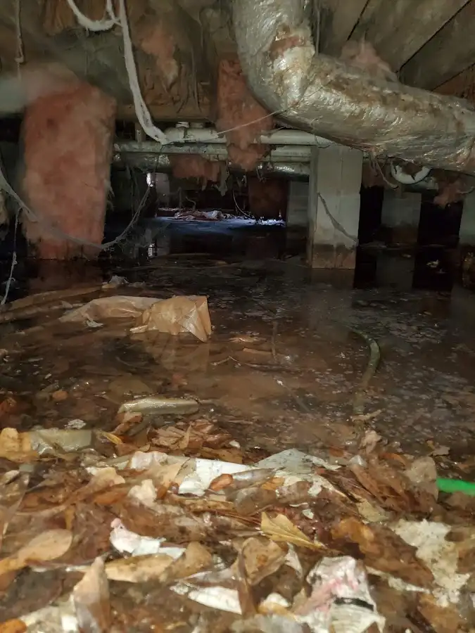 Crawl space flood assessment for Commercial Water Damage Restoration in East Riverdale